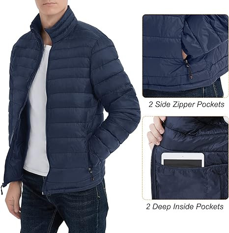 Chaqueta acolchada ligera para hombre Chaqueta acolchada cálida y plegable Chaqueta acolchada resistente al viento