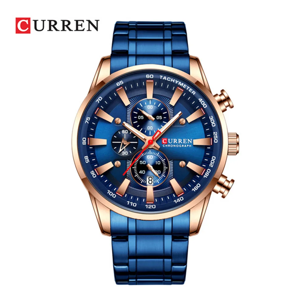 Reloj Curren 8351 Cronografo Hombre Correa Acero Cierre Mariposa