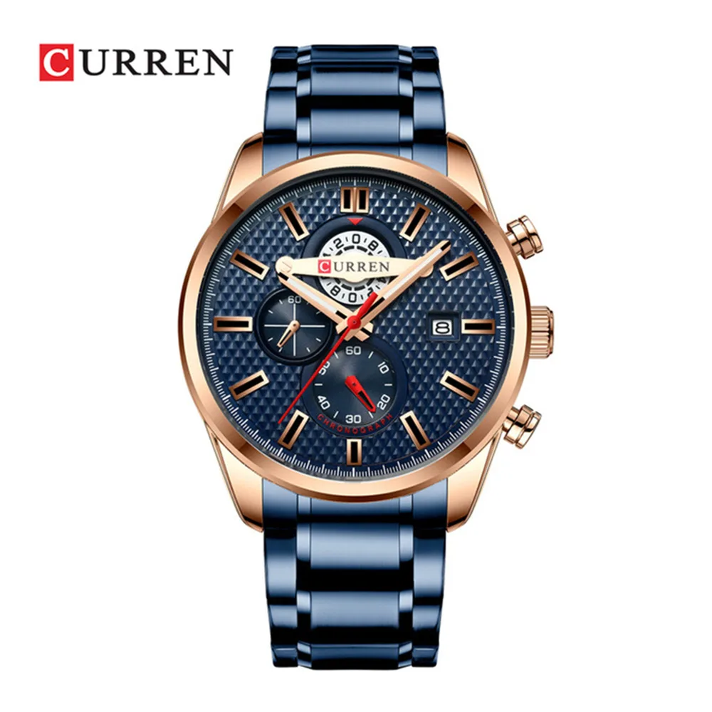 Reloj Curren 8352 Cronografo Hombre Correa Acero Cierre Mariposa