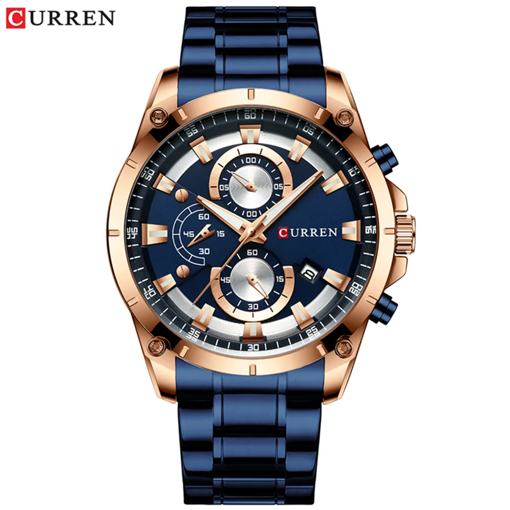 Reloj Curren 8360 Cronografo Hombre Correa Acero Cierre Mariposa
