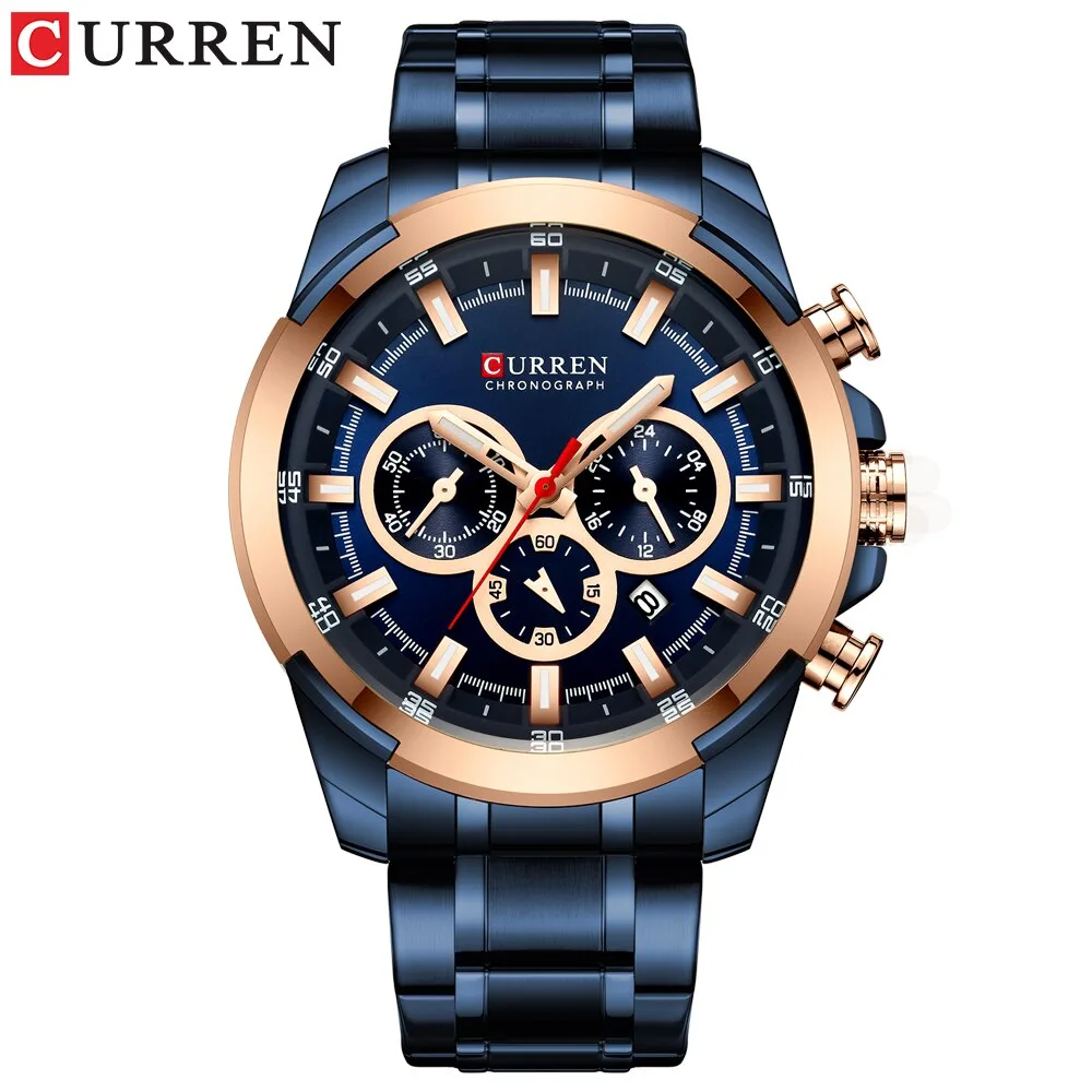 Reloj Curren 8361 Cronografo Hombre Correa Acero Cierre Mariposa