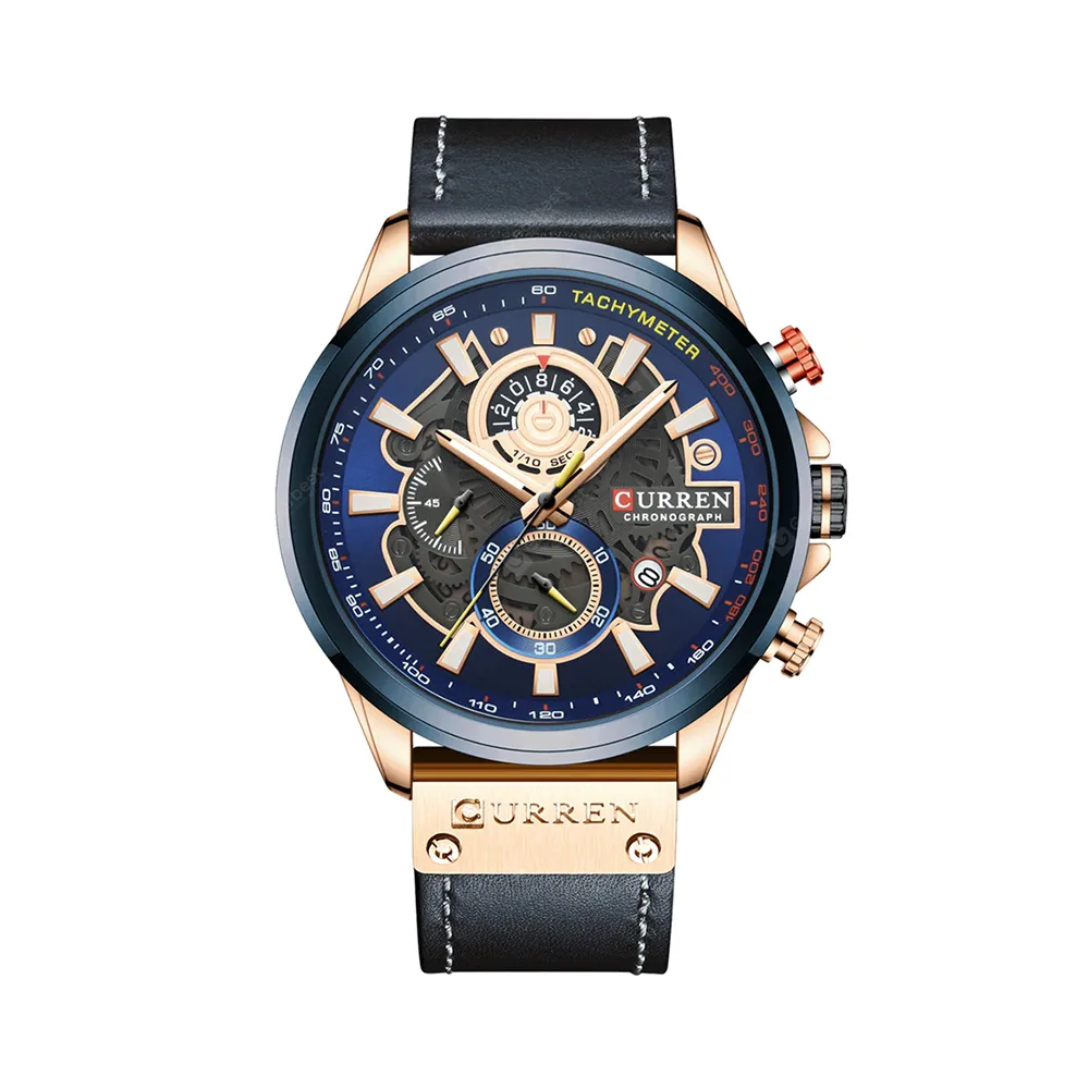 Reloj Curren 8380 Cronografo Hombre Correa Cuero Cierre Hebilla