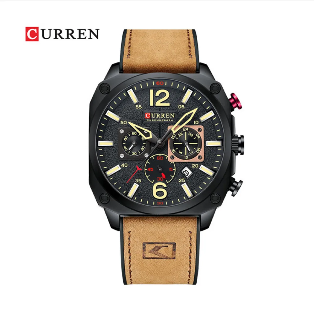 Reloj Curren 8398 Cronógrafo Hombre Correa Cuero