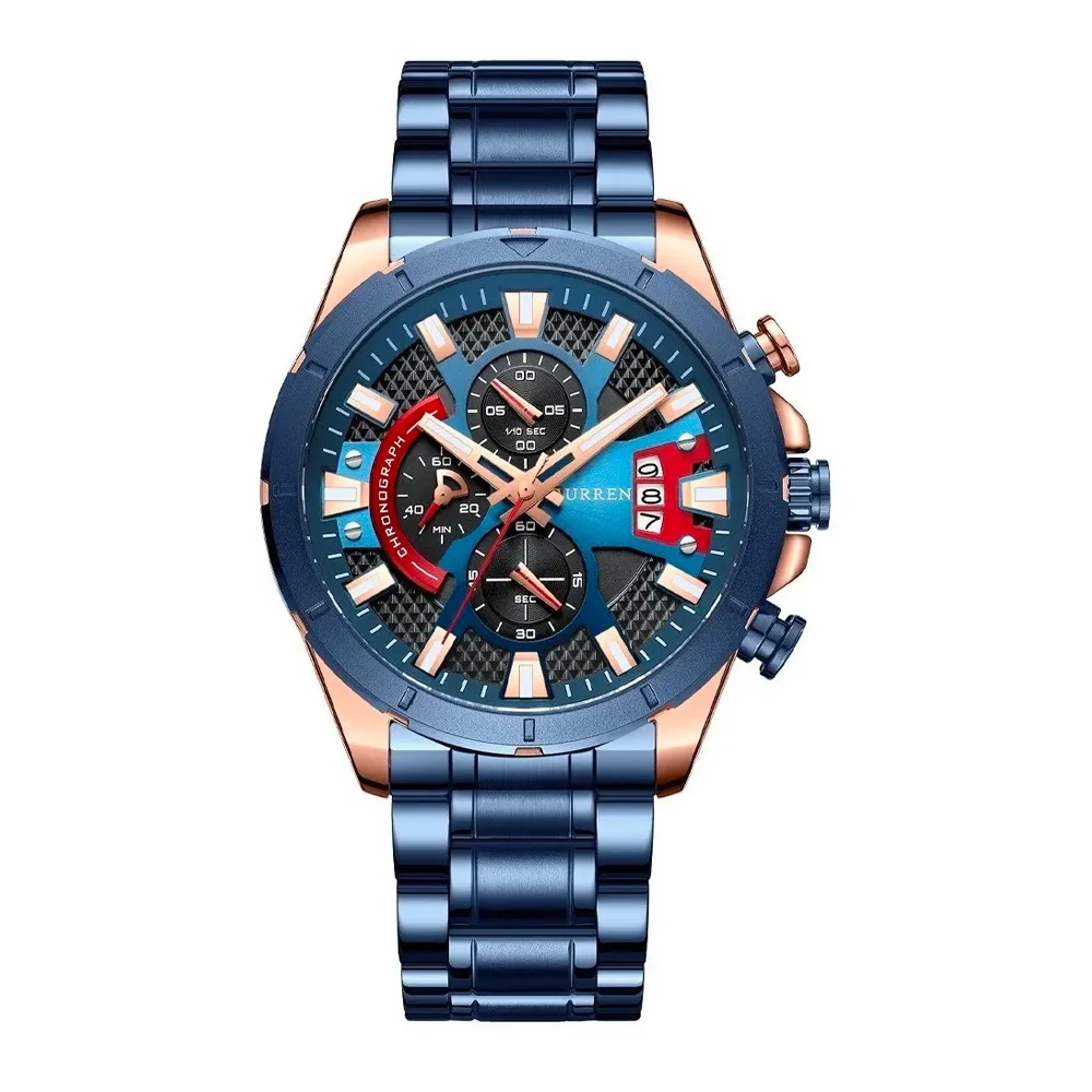 Reloj Curren 8401 Cronografo Hombre Correa Acero Cierre Mariposa