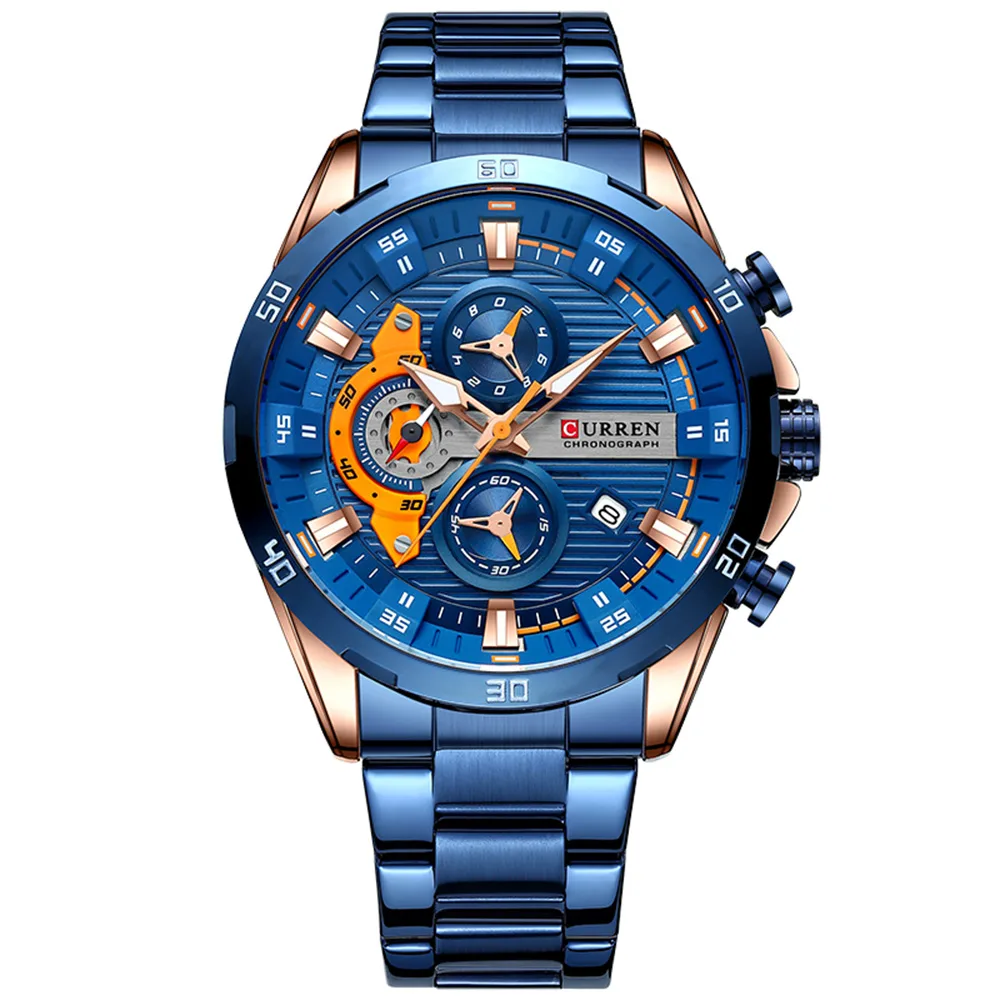 Reloj Curren 8402 Cronografo Hombre Correa Acero Cierre Mariposa
