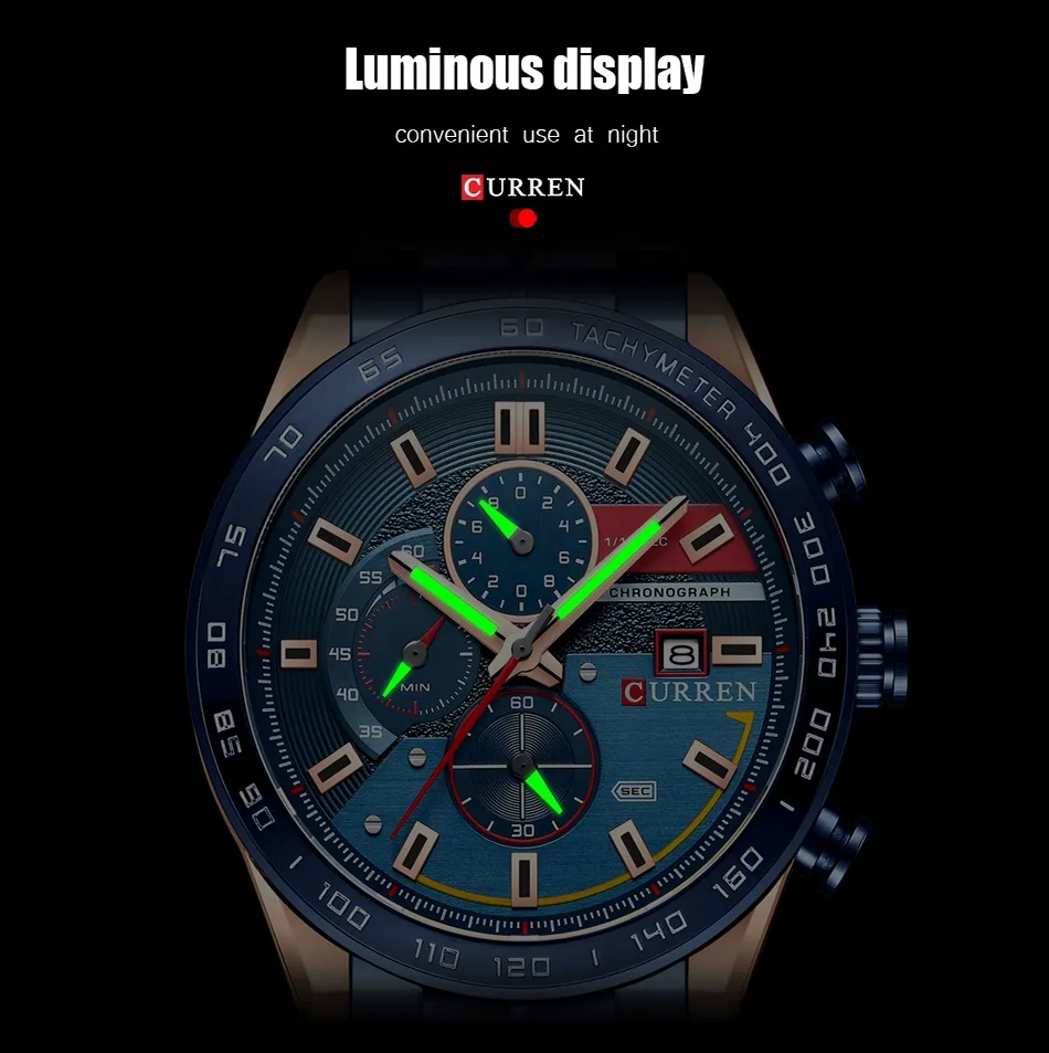 Reloj Curren 8410 Cronografo Hombre Correa Acero Cierre Mariposa