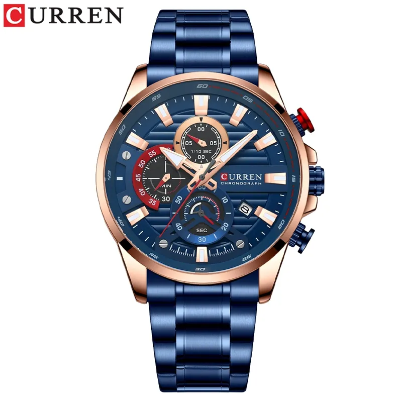Reloj Curren 8415 Cronografo Hombre Correa Acero Cierre Mariposa