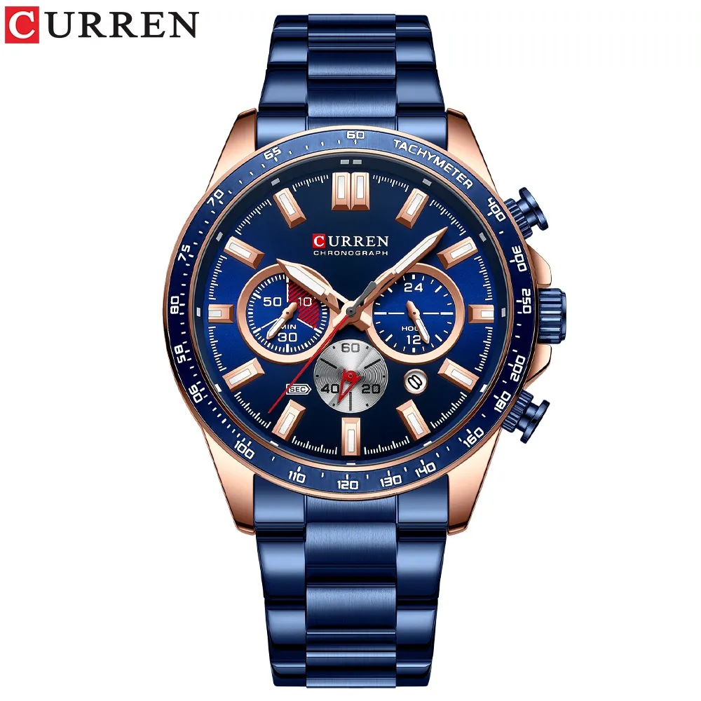 Reloj Curren 8418 Cronografo Hombre Correa Acero Cierre Mariposa