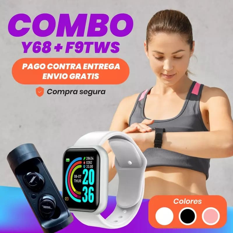 Super Combo Caiman (Smartwatch Y68 + BOSE TWS15)